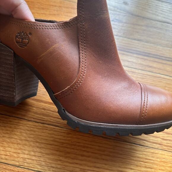 Timberland Swazey Brown Leather Heeled Mules/Clogs – Size 6 - Picture 4 of 10